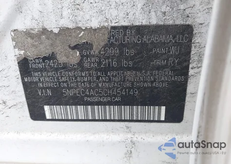 2012 Hyundai Sonata Se from USA, damaged, VIN 5NPEC4AC5CH454149